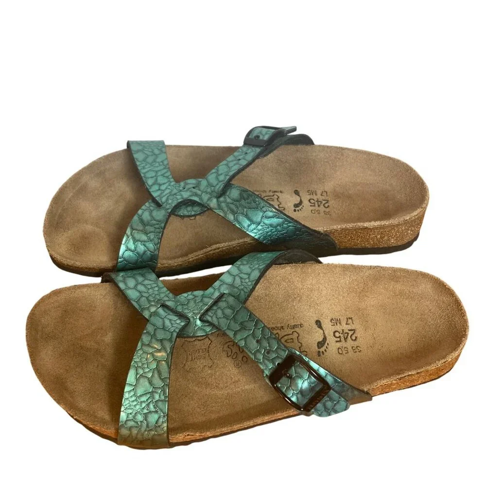 Birkenstock Birkis Sylt Birko Flor Turquoise Sandals Womens 7 US Comfort